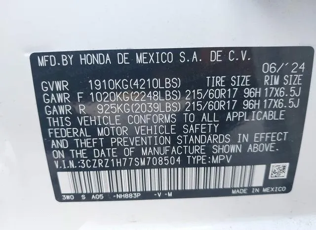 3CZRZ1H77SM708504 2025 2025 Honda HR-V- 2Wd Ex-L 9