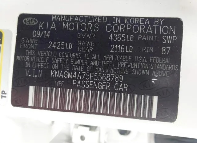 KNAGM4A75F5568789 2015 2015 KIA Optima- LX 9