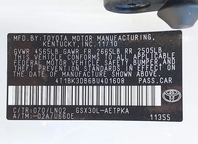 4T1BK3DB6BU401608 2011 2011 Toyota Avalon- Limited 9