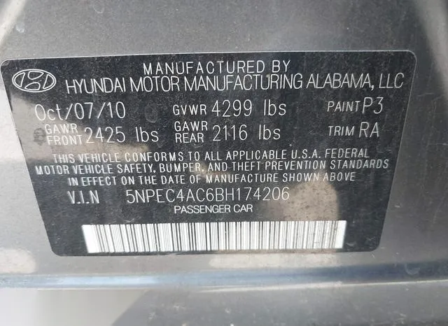 5NPEC4AC6BH174206 2011 2011 Hyundai Sonata- Limited 9