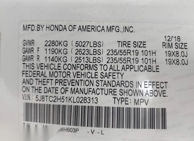 5J8TC2H51KL028313 2019 2019 Acura RDX- Technology Package 9