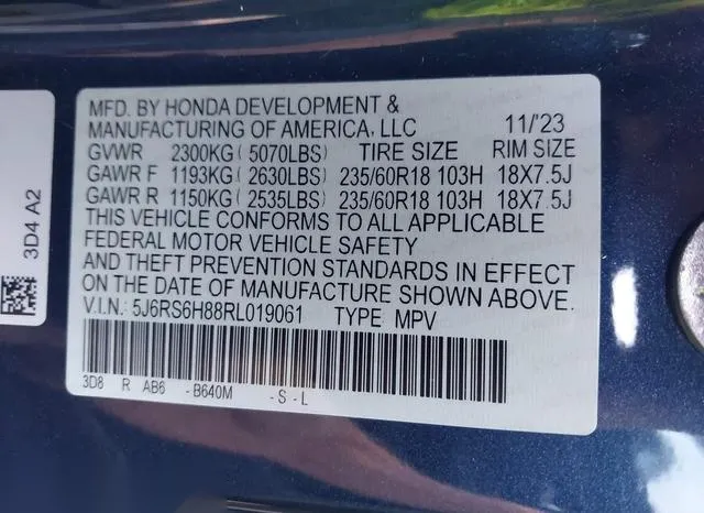 5J6RS6H88RL019061 2024 2024 Honda CR-V- Hybrid Sport-L 9