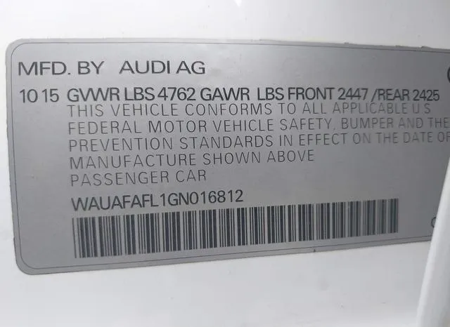 WAUAFAFL1GN016812 2016 2016 Audi A4- 2-0T Premium 9