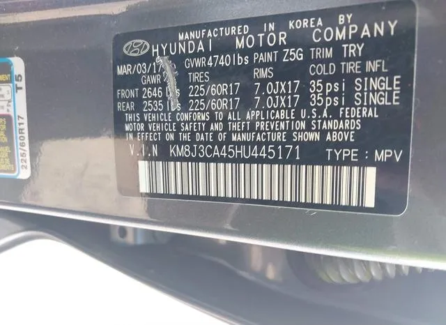 KM8J3CA45HU445171 2017 2017 Hyundai Tucson- Se Plus 9