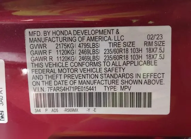 7FARS4H71PE015441 2023 2023 Honda CR-V- Ex-L Awd 9