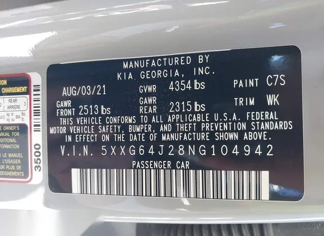 5XXG64J28NG104942 2022 2022 KIA K5- Gt-Line 9