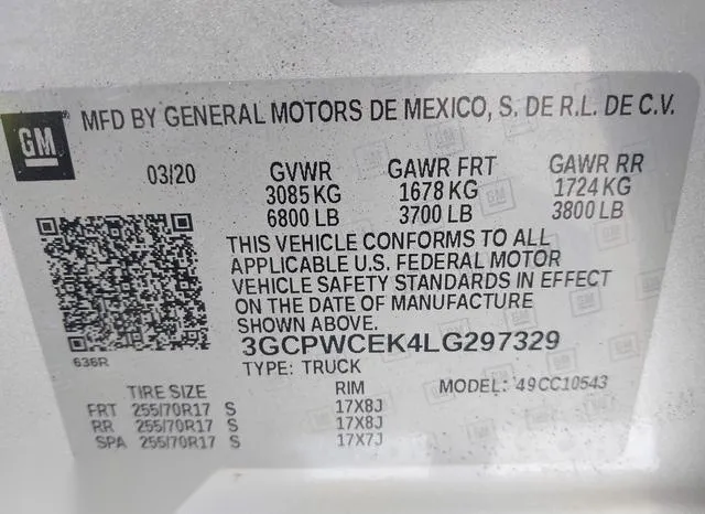 3GCPWCEK4LG297329 2020 2020 Chevrolet Silverado 1500- 2Wd 9