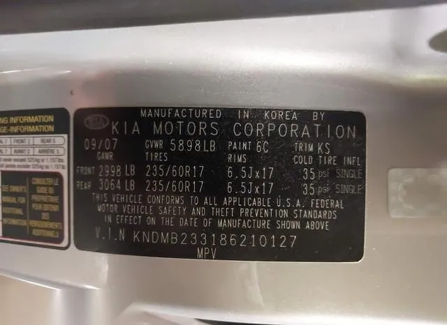 KNDMB233186210127 2008 2008 KIA Sedona- EX 9