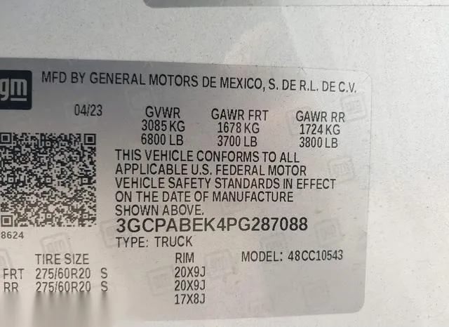 3GCPABEK4PG287088 2023 2023 Chevrolet Silverado 1500- 2Wd 9