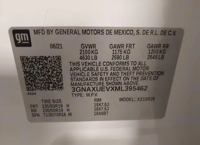 3GNAXUEVXML395462 2021 2021 Chevrolet Equinox- Awd Lt 9