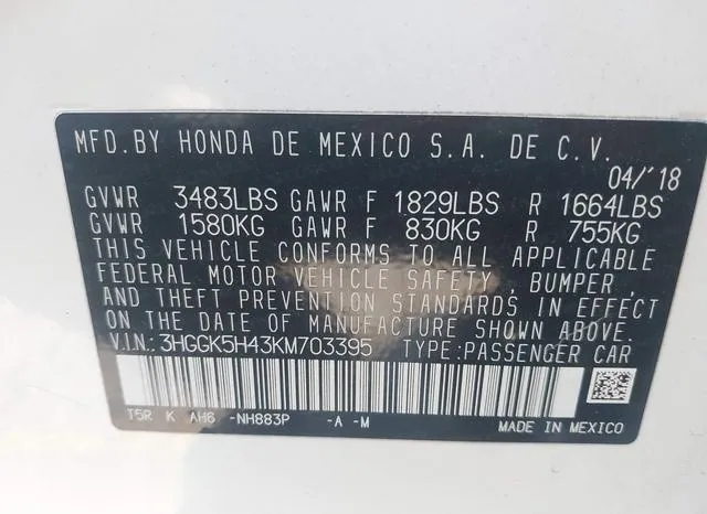 3HGGK5H43KM703395 2019 2019 Honda Fit- LX 9