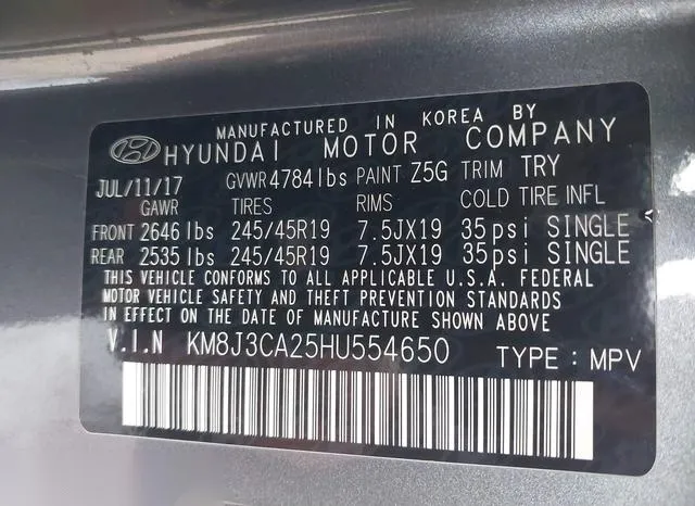 KM8J3CA25HU554650 2017 2017 Hyundai Tucson- Value 9