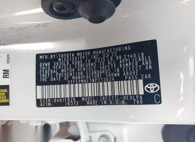 5YFEPMAE1NP313624 2022 2022 Toyota Corolla- LE 9