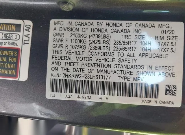 2HKRW2H23LH613177 2020 2020 Honda CR-V- Awd Lx 9