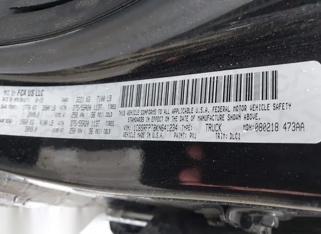 1C6SRFPT8KN641234 2019 2019 RAM 1500- Limited  4X4 6-4 Box 9