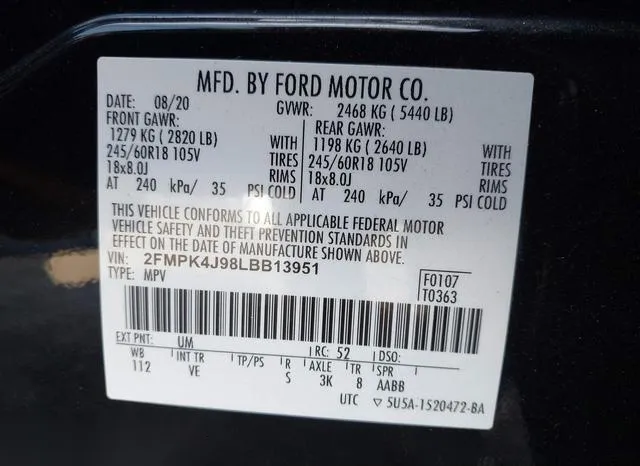 2FMPK4J98LBB13951 2020 2020 Ford Edge- Sel 9