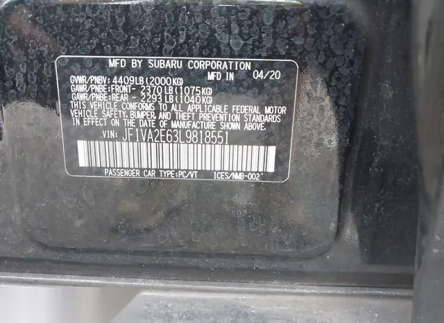 JF1VA2E63L9818551 2020 2020 Subaru Wrx Sti 9