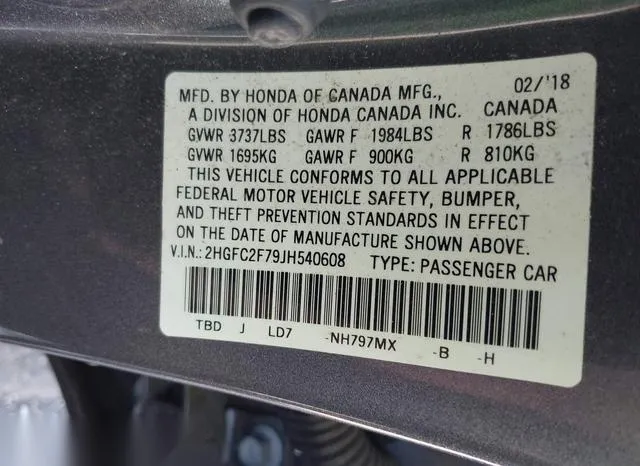 2HGFC2F79JH540608 2018 2018 Honda Civic- EX 9