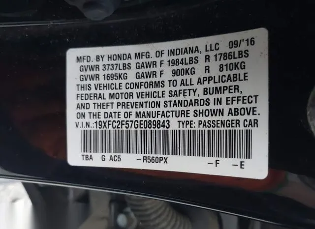 19XFC2F57GE089843 2016 2016 Honda Civic- LX 9