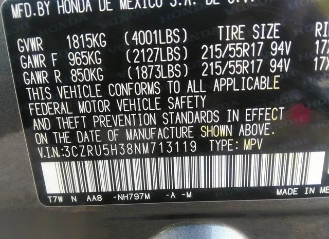 3CZRU5H38NM713119 2022 2022 Honda HR-V- 2Wd Lx 9