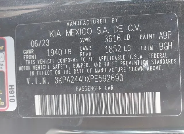 3KPA24ADXPE592693 2023 2023 KIA Rio- S 9