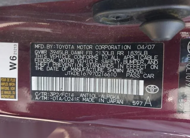 JTKDE167970216610 2007 2007 Scion TC 9