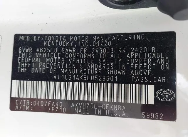 4T1C31AK8LU528601 2020 2020 Toyota Camry- Le Hybrid 9