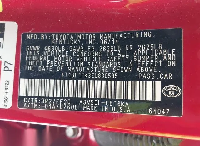 4T1BF1FK3EU830585 2014 2014 Toyota Camry- SE 9