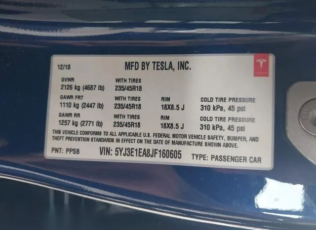 5YJ3E1EA8JF160605 2018 2018 Tesla Model 3- Long Range/Mid Range 9