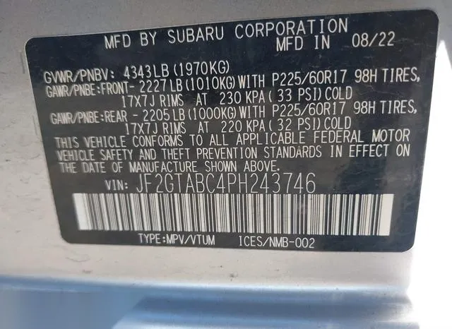 JF2GTABC4PH243746 2023 2023 Subaru Crosstrek 9