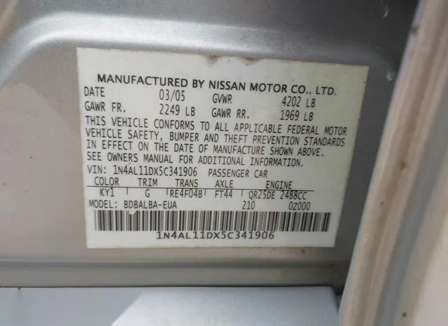 1N4AL11DX5C341906 2005 2005 Nissan Altima- 2-5 S 9