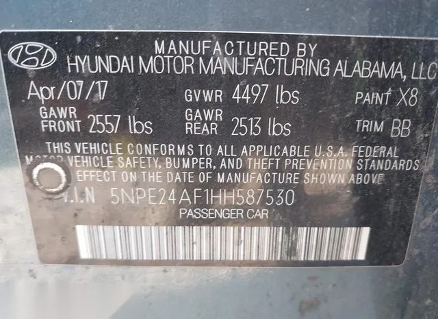 5NPE24AF1HH587530 2017 2017 Hyundai Sonata- SE 9