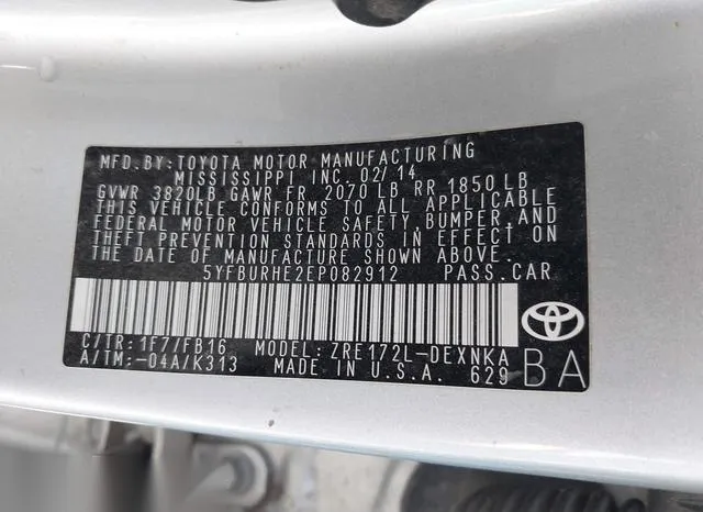 5YFBURHE2EP082912 2014 2014 Toyota Corolla- LE 9