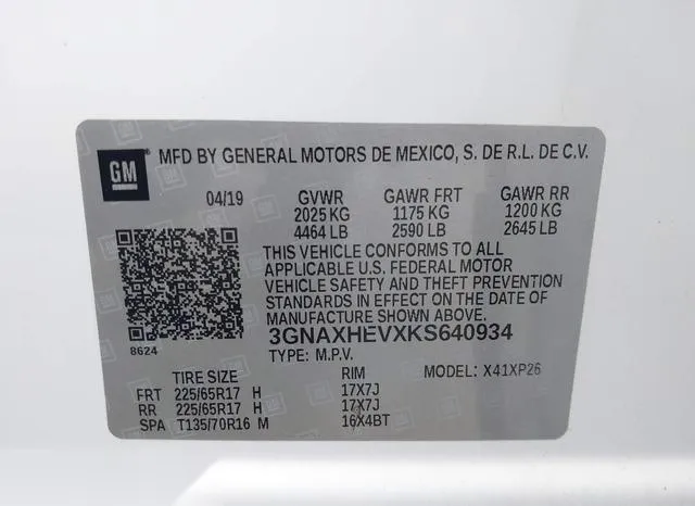 3GNAXHEVXKS640934 2019 2019 Chevrolet Equinox- LS 9