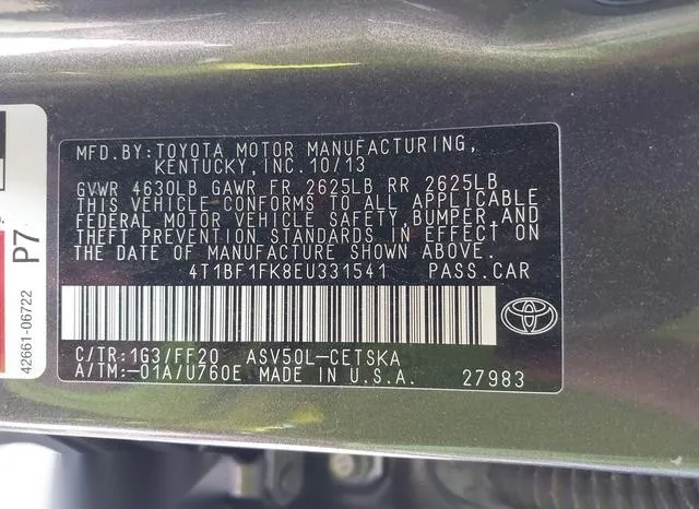 4T1BF1FK8EU331541 2014 2014 Toyota Camry- SE 9