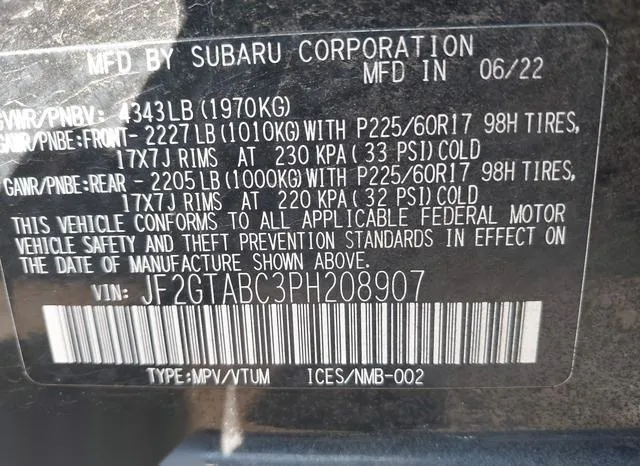 JF2GTABC3PH208907 2023 2023 Subaru Crosstrek 9