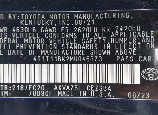 4T1T11BK2MU046373 2021 2021 Toyota Camry- Se Nightshade Edi 9