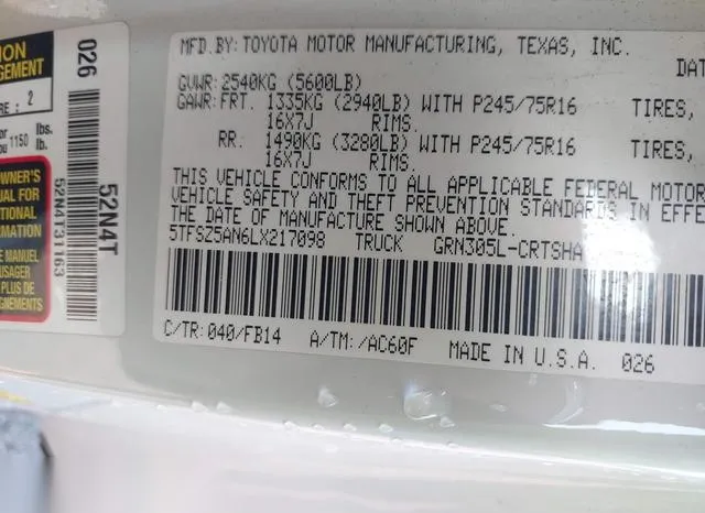 5TFSZ5AN6LX217098 2020 2020 Toyota Tacoma- Sr V6 9