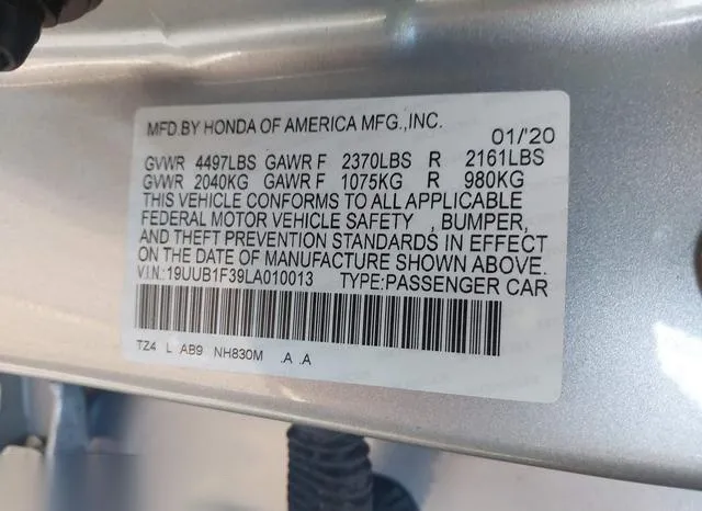 19UUB1F39LA010013 2020 2020 Acura TLX- Standard 9