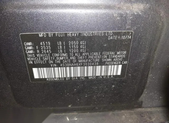 4S3BNAA6XF3030438 2015 2015 Subaru Legacy- 2-5I 9