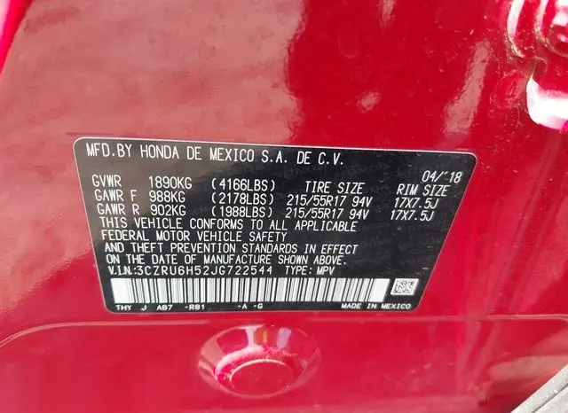 3CZRU6H52JG722544 2018 2018 Honda HR-V- EX 9