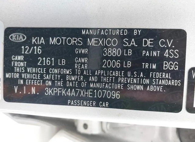 3KPFK4A7XHE107096 2017 2017 KIA Forte- LX 9