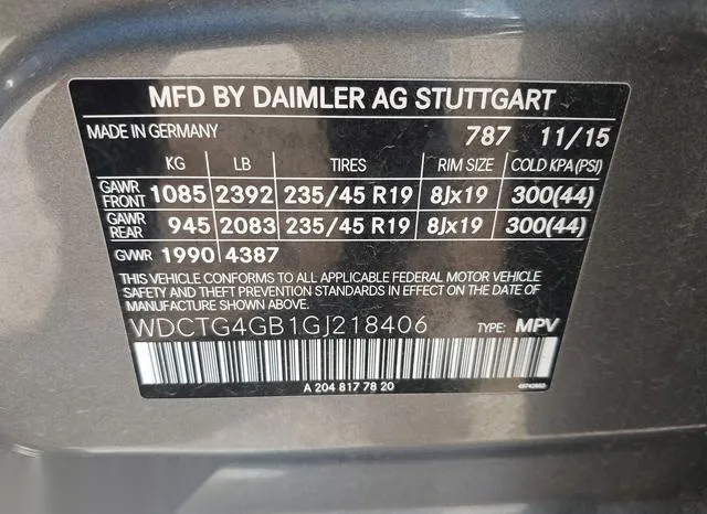 WDCTG4GB1GJ218406 2016 2016 Mercedes-Benz GLA 250- 4Matic 9