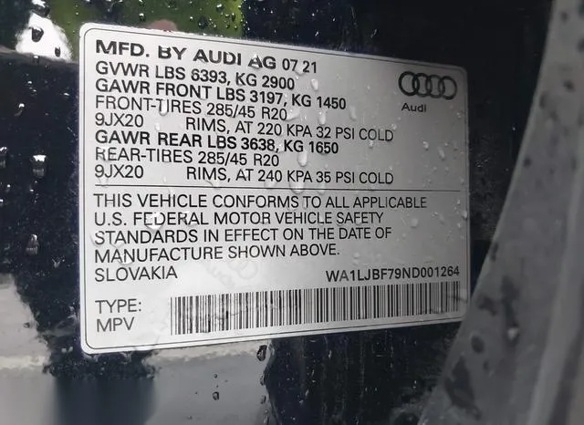 WA1LJBF79ND001264 2022 2022 Audi Q7- Premium Plus 45 Tfsi Qu 9