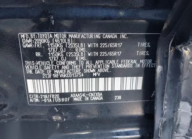 2T3F1RFV6KC013754 2019 2019 Toyota RAV4- LE 9