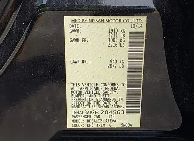 1N4AL3AP2FC204563 2015 2015 Nissan Altima- 2-5 SV 9