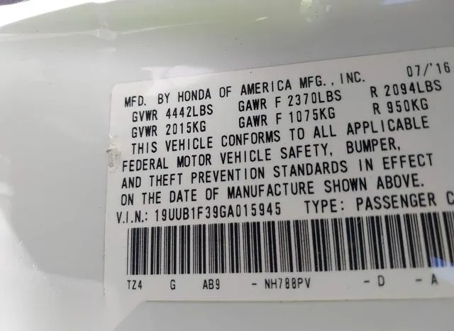 19UUB1F39GA015945 2016 2016 Acura TLX 9