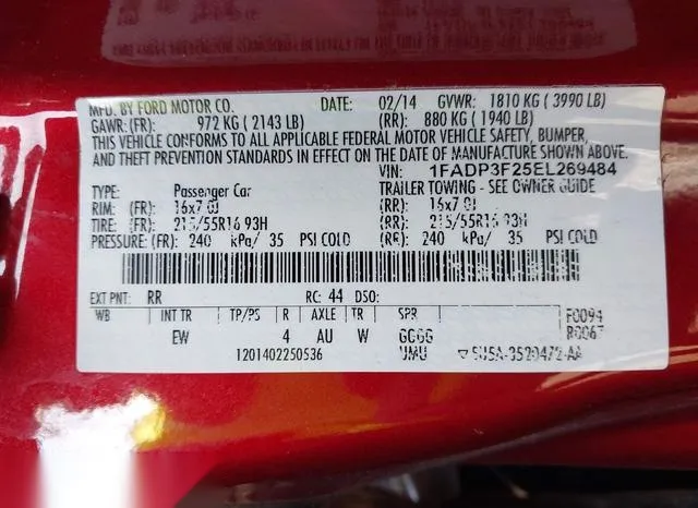 1FADP3F25EL269484 2014 2014 Ford Focus- SE 9