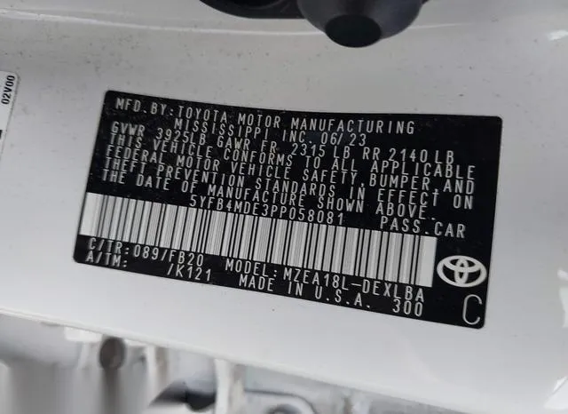 5YFB4MDE3PP058081 2023 2023 Toyota Corolla- LE 9