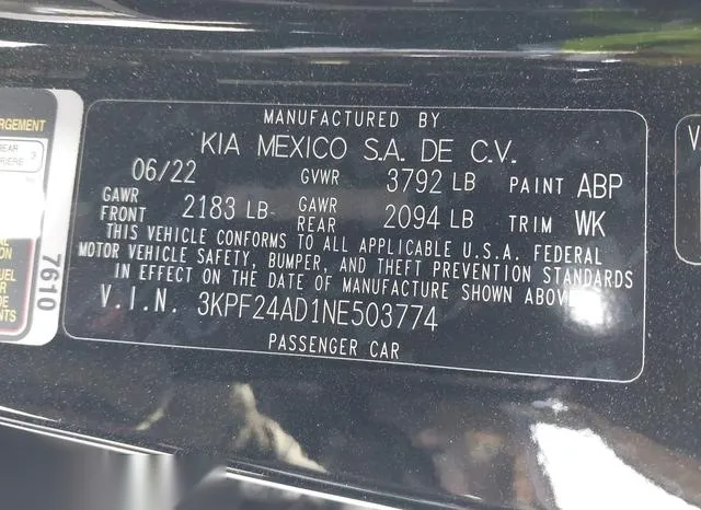 3KPF24AD1NE503774 2022 2022 KIA Forte- Lxs 9